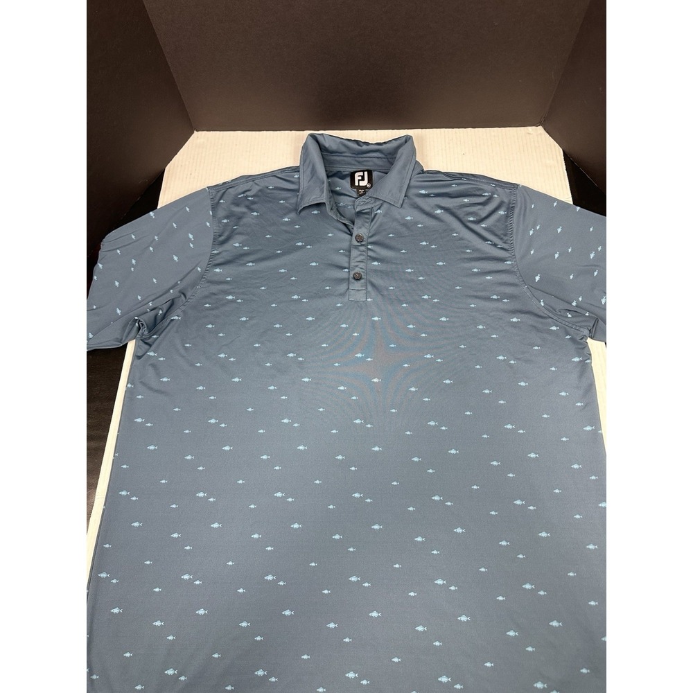 Footjoy Performance Polo Golf Shirt Mens XL  Fish All Over Print AOP